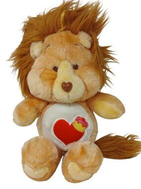 1984 VTG Care Bear Cousins Plush Brave Heart Lion King Crown Kenner #S1-A